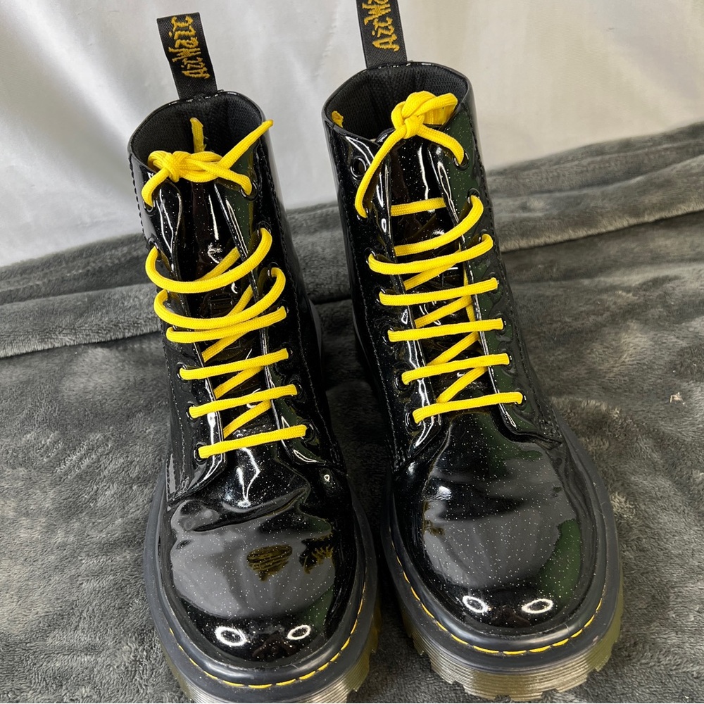 Dr. Martens Glitter Luana Women’s Black Combat Bootss Size 6